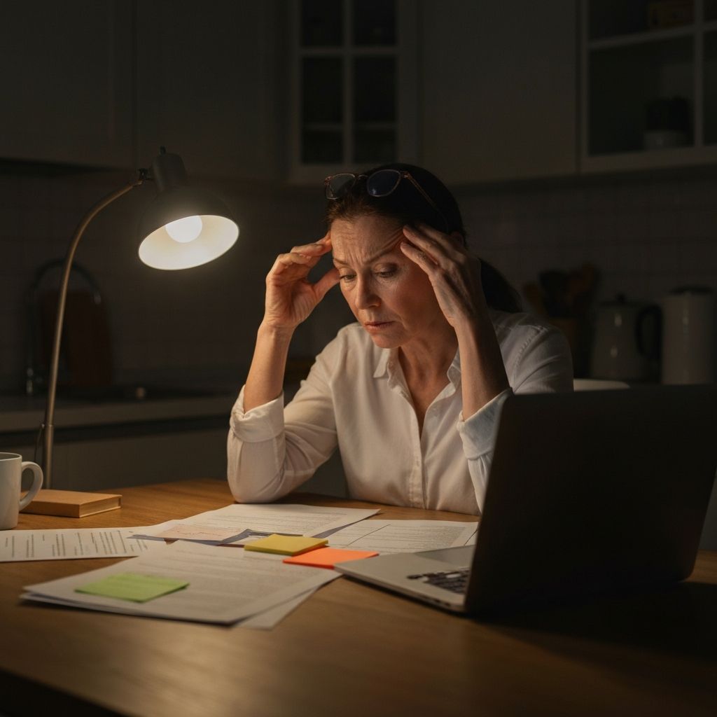 Person feeling overwhelmed while researching assisted living options